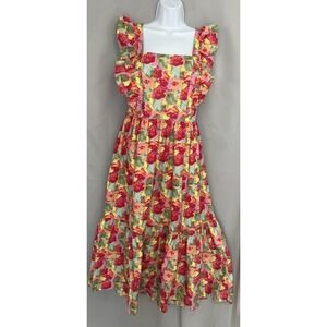 Peyton & Parker Short Sleeve Ruffled Sleeve Floral Midi Dress Size Large Boho